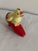 Vintage Chicken in a Red Shoe Shiken Miniature Bone China Figure - $20.28