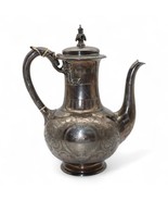 Antique Silver-Plated Coffee Pot With Engraved &quot;M&quot; &amp; Ornate Floral Design - $75.01 CAD