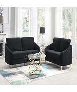 Wilton 2-Piece Modern Black Boucle Fabric Sofa Set - $1,499.00