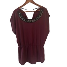Womens Top Beaded Size XL Sleeveless Blouson Mixed Media Going Out Party... - $22.99