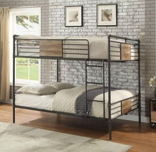 83" X 65" X 68" Sandy Black  Dark Bronze Handbrushed Queen Over Queen Bunk Bed - $24,236.64 MXN
