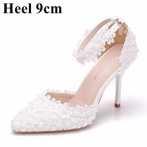 Women Lace High Heels Banquet Wedding Shoes Bridal Sandals Pointed Sweet Wild Si - £49.10 GBP