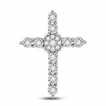 Authenticity Guarantee 
14kt White Gold Womens Round Diamond Religious Cross ... - £446.93 GBP