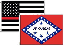 K&#39;s Novelties 3x5 USA Red Line Arkansas State 2 Pack Flag Wholesale Set Combo 3&#39; - £7.77 GBP