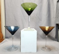 Polka Dot Cosmopolitan Martini Cocktail Glass Multicolor Set 3 Glasses B... - £27.18 GBP