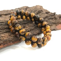 Natural Tiger&#39;s Eye Gemstone 8 mm beads 7.5&quot; Inches Stretch Bracelet 2SB-44 - £11.21 GBP