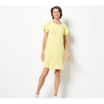 Candace Cameron Bure Flutter-Sleeve T-Shirt Dress (Sunshine Stripe, S) A488169 - $16.67