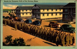 Tichnor Quality View POSTCARD- Ready For Company Drill At Fort Devens, Mass BK56 - £3.88 GBP