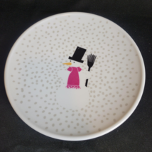 BODUM Glass 8.5" Winter Holiday Snowman Dinner Salad Plate ~ Christmas Snow - $10.88