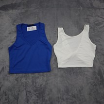 Shein Shirt Girls XS Blue White Sleeveless Vneck Set of 2 Cropped Tank Top - $18.69