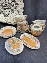 Vintage Japan Peach Lustre Miniature Toy Tea Set 17 Pieces Play Dishes - $14.85