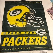 Vtg Wisconsin Green Bay Packers NFL Flag 27 1/2" x 36 1/2" Football Fan Souvenir - $19.59