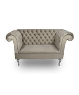 2 Seater Chesterfield Sofa Handmade Tufted Beige Plush Velvet Chaise Lounge - $889.00 CAD