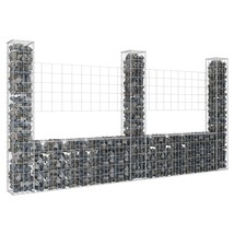 vidaXL U-shape Gabion Basket with 3 Posts Iron 102.4&quot;x7.9&quot;x59.1&quot; - £201.04 GBP