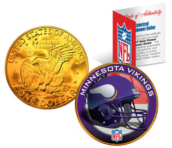 MINNESOTA VIKINGS NFL 24K Gold Plated IKE Dollar US Coin * OFFICIALLY LI... - $16.59 CAD