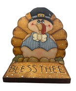 Handpainted Hanging Wooden Thanksgiving Turkey Sign With Bless Thee Message - £29.12 GBP