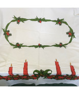 Vintage large Christmas winter holiday oval cotton tablecloth Fallani Cohn - $31.68