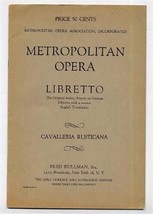 Metropolitan Opera Libretto Cavalleria Rusticana Fred Rullman - £11.15 GBP