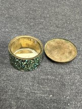 Rare Antique Early Turquoise chips Brass Snuff Box has damage - £22.39 GBP