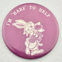 I&#39;m Hare To Help Rabbit Bunny Vintage Pin Button Pinback - £8.00 GBP