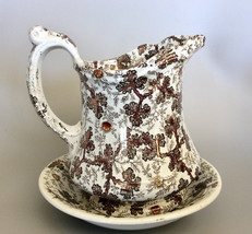 Antique English Ironstone Copper Luster Pitcher by maker E. Walley - £51.95 GBP