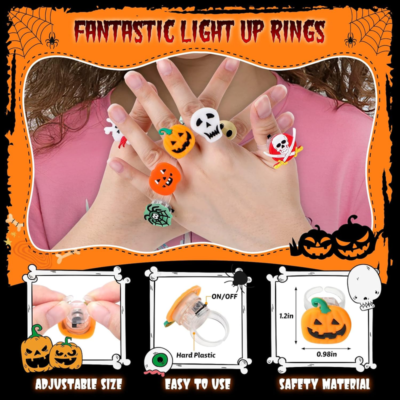 50 Pcs LED Flash Light up Rings - Halloween Toys for Kids, Party Favors & Goodie Item image 2