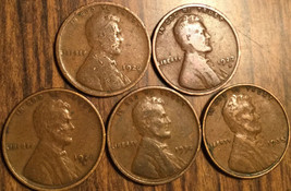 1920 1927D 1928S 1934 1935 Lot Of 5 Usa Lincoln Wheat One Cent Penny Coins - £3.60 GBP