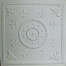 Ceiling Tile &quot;Fleur de lis&quot; Faux Tin Glue Up, Drop In, Suspended, Grid P... - £10.36 GBP