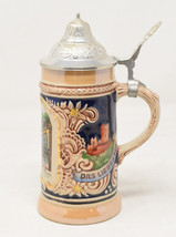 Vintage Handarbeit German Lidded Beer Stein Mug 7” Tall Deutschland Germany - £31.84 GBP