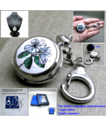 Pendant Watch Silver Color Pocket Watch Enamel Color 2 Ways Necklace + K... - £15.79 GBP