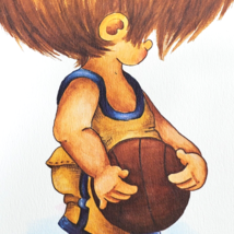 70s Basketball Star Little Boy Sports Wall Art Print Child 11x14 in Lith... - $6.39