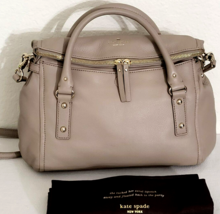 Kate Spade Ny Leslie Cobble Hill Leather Oyster Tan Satchel Crossbody Bagnwt - £162.54 GBP