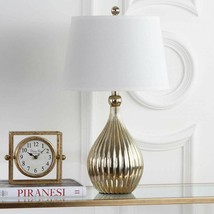 Elegant Gourd table lamp in Champagne with empire style shade by SAFAVIEH *NEW* - £63.07 GBP