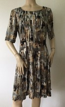 Connected Apparel Brown/Grayy Multicolor Short Sleeve Dress (Size 14) - £19.87 GBP