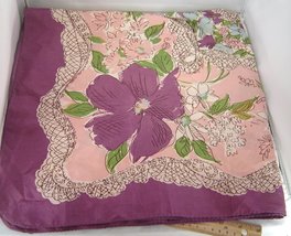  Vintage Floral Purple Pink Fashion Scarf Vintage Square Hand Rolled  - £11.96 GBP