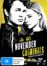 November Criminals DVD | Ansel Elgort, Chloe Moretz | Region 4 &amp; 2 - £10.08 GBP