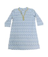 Sunsets &amp; Sweet Tea Womens Blue &amp; White Gold Geometric Tunic Dress Midi ... - $28.04