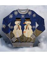 Tipsy Elves Christmas Sweater Mens S Nose Carrot Thief Snowmen Blue Long... - €27,18 EUR