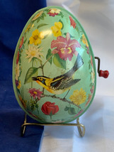 Vtg 1950's Mattel Inc Musical Wind Up Egg Floral Black Goldfinch *Not Working - $29.65