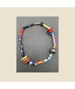 Rare Vintage Ruby Z Candace Loheed Hand Painted Ceramic Beaded Necklace - $50.00