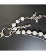 White Cracked Stone Round Beads Wallet Silver Chian,Handmade Gothiic Jea... - $78.00