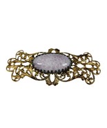 Vintage Brooch Antique Gold Tone Filigree Lavender Dapple Stone Costume ... - £6.02 GBP