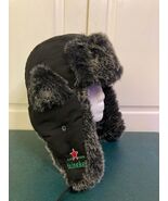 Heineken Beer Lightweight Trapper Style Ear Flap Fur Knit & Quilted Hat NY 2014 - $12.50