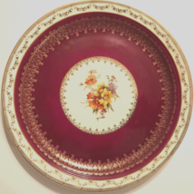 STEUBENVILLE Vintage Red Rim Floral Centre USA Retired Gold Decor Salad ... - £4.52 GBP