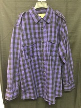 2 XXL Vintage Galaxy Patrol Long Sleeve Check Button Shirt Grey Black Purple - £11.90 GBP