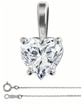 Heart Diamond Pendant 14K White Gold (0.58 Ct F VVS2 Clarity) GIA  - £1,308.37 GBP