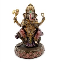 Ganesha on Mouse Statue 8&quot; Hindu Elephant God Bronze Resin Ganesh HIGH QUALITY - £60.28 GBP