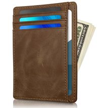 DEEZOMO RFID Blocking Slim Genuine Leather Credit Card Holder Front Pocket Walle - £9.07 GBP