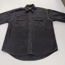 St John's Bay Men's Black Heavyweight Long Sleeve Cotton Shirt Pockets Sz Medium image 11