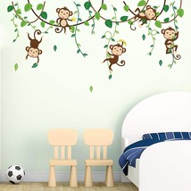 Monkey Climbing Tree Wall Decals Kids Room - £23.59 GBP